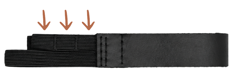 Three buttonholes on a BootHug strap