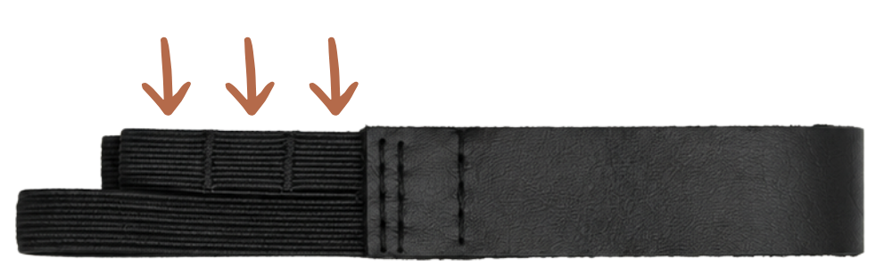 Three buttonholes on a BootHug strap